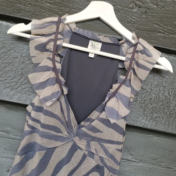 Anthropologie WESTON WEAR Animal Print Mesh Y2K Babydoll Top sz M Women's Blouse - Picture 2 of 4